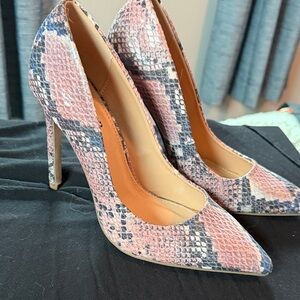 JustFab Pink and Blue Snakeskin Heels